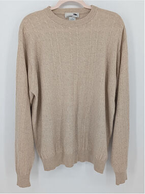 I Levrieri Cashmere Silk Sweater Men XL Beige Cable Knit Made in Italy Heritage
